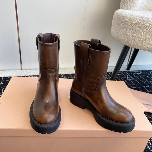 Miu Miu Chunky Platform Short Biker Boots - Picture 6 of 9